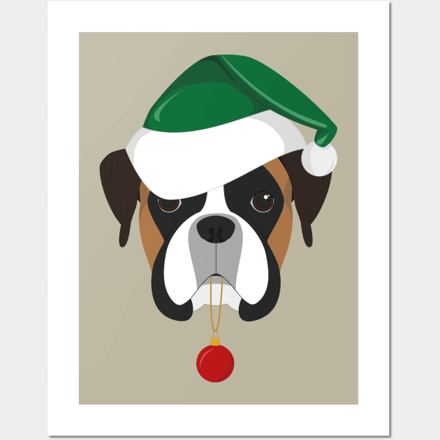 Christmas Boxer Dog Wall Art by JunkyDotCom